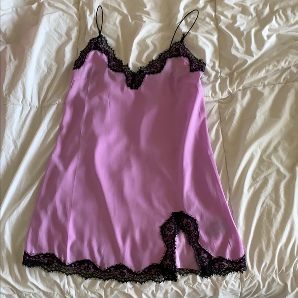 URBAN OUTFITTERS Pink lace trim slip dress